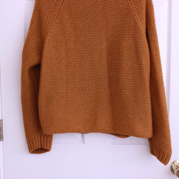 Fabiana Flippi Merino Wool Blend Mock Neck Zip Up Sweater Brown Orange - Picture 11 of 12